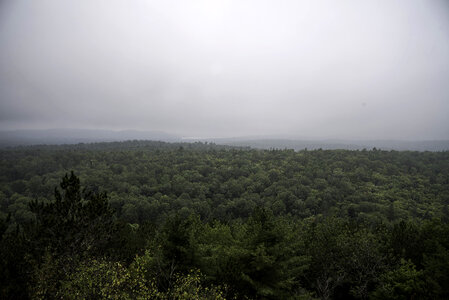 Foggy Sky over the Hills and Forest in Algonquin Provincial Park, Ontario