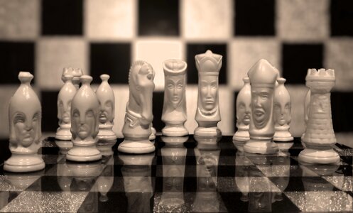 Black white chess game chess pieces