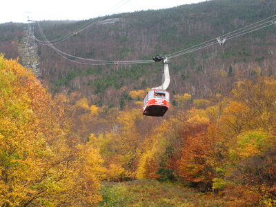 Cable car over Cannon Mt in New Hampshire photo