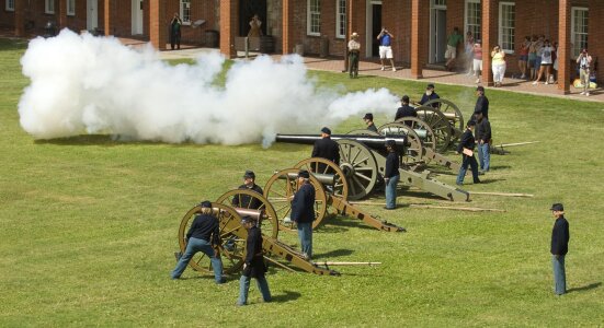Cannon demonstrations inside fort