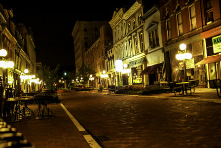 Downtown Frankfort at night in Kentucky