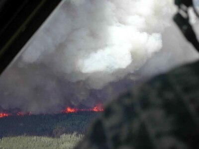 Forest lake smoke