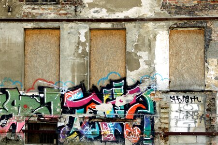 Abandoned graffiti house photo