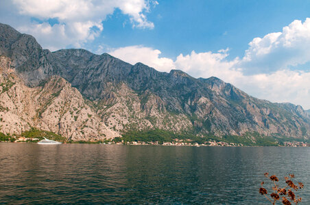 Mountain landscape on the shoreline in Montenegro photo