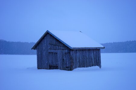 Log cabin scale wintry photo
