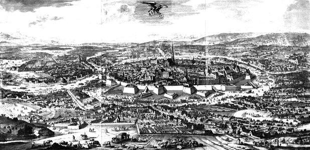 Drawing of Vienna, Austria in 1683