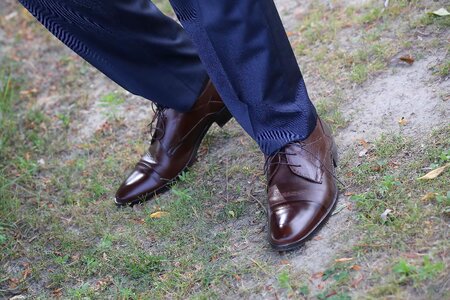 Leather brown shoes photo
