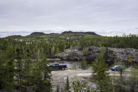 Cars parked on the Ingraham Trail by Tibbit Lake