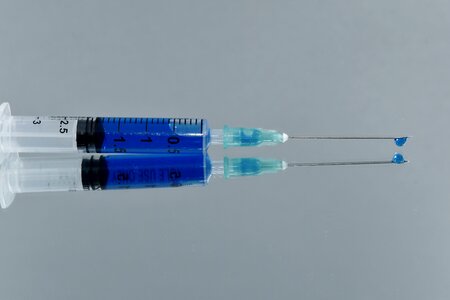 Blue close-up vaccine photo