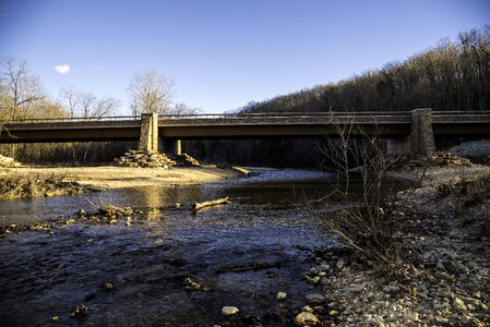 Wheeler Bridge over current river at Echo Bluff State Park, Missouri photo