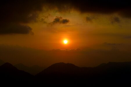 Landscape mountains romantic dark clouds photo