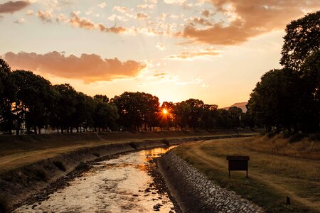 Riverbed sunset riverbank photo