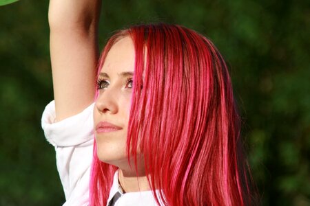 Girl pink hair portrait