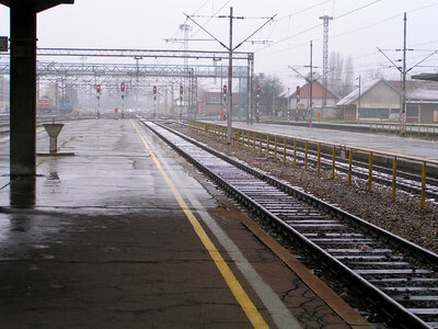 Railroad tracks leading away from station