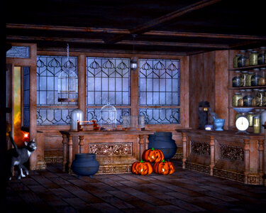 Wizards Room 3d models with pumpkins and other stuff photo