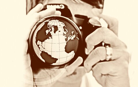 Lens earth globe photo