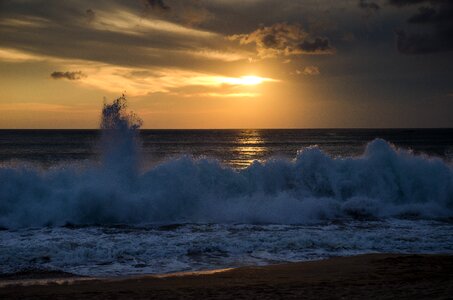 Seaside tide sunset