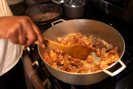 Cooking in kitchen photo