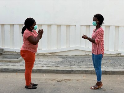 Women people protective masks photo