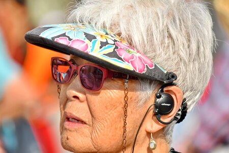 Earphones elderly face