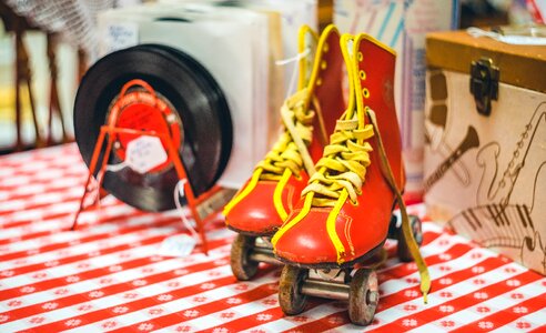 Antiques roller skates fifties photo