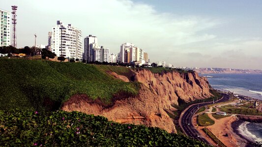 Miraflores coastline windy road photo