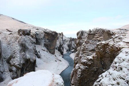 Hraunfossar, a waterfall formed by rivulets streaming photo