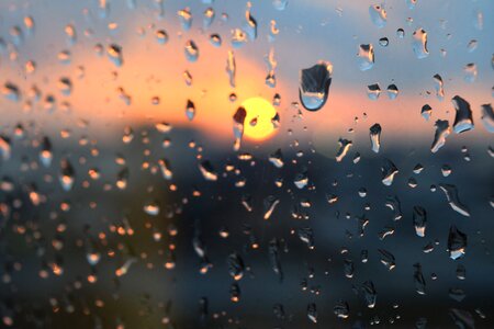 Window sunset raining photo