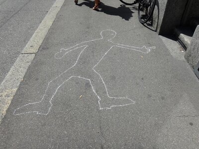 Road chalk drawing photo
