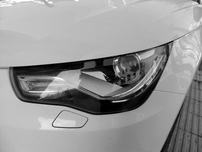 Black And White headlight hood photo