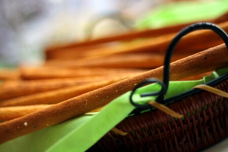 Green basket bread sticks photo