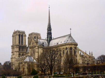Paris, Notre Dame with boat on Seine, France photo