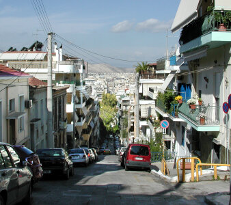 Streets of Hippodamian grid in Piraeus, Greece
