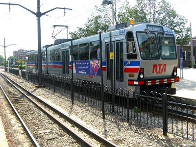 Cleveland RTA light rail car at Shaker Square station photo