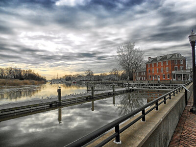 Water and Landscape under sky in Delaware City photo