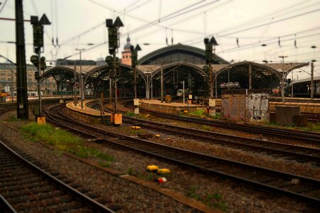 Railway rails catenary photo