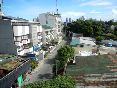 View of houses and street in Quezon City, Philippines photo