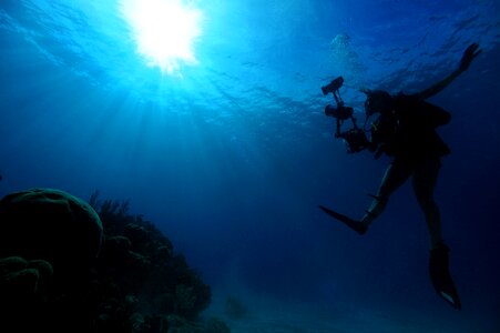 Scuba Diver descendsinot underwater photo