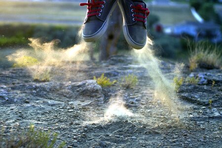 Dust grass jump photo