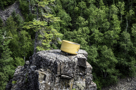 Cooking Pot on a cliff at Eagle Canyon, Ontario photo