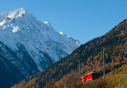 Red train from Tirano to the Switzerland photo