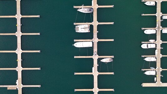 Aerial Boats on Water photo
