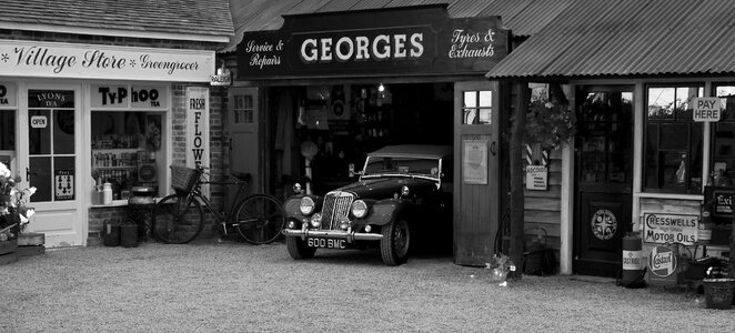 Sign oldtimer black and white photo