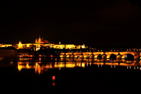 Charles bridge and Prague castle at night