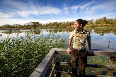 Employee on refuge dock at John Heinz National Wildlife Refuge-1
