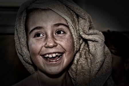 Laugh towel close up