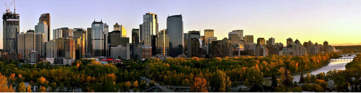 Skyline Landscape at Sunset in Calgary, Alberta, Canada