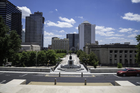 Cityscape with towers and buildings from the Capital in Nashville photo