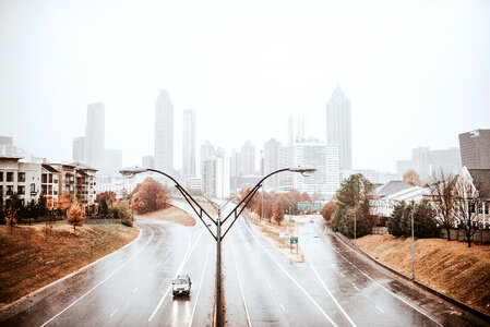 Rainy day Skyline with highways in Atlanta, Georgia