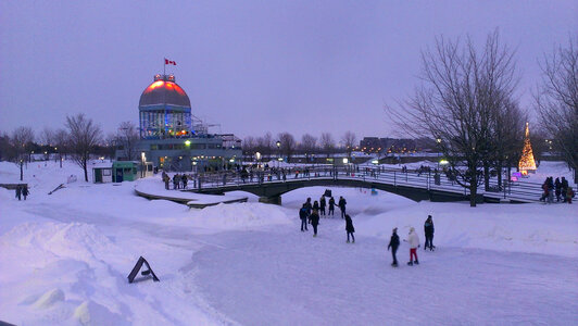 Ice Skating Rink in the winter in Montreal, Quebec, Canada photo